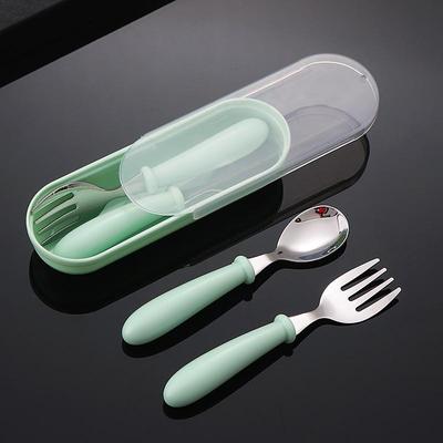 Ensemble Cuillère et Fourchette en Acier Inoxydable 304 Dessin Animé pour Enfants - Couverts Cadeau pour l'Alimentation de Bébé