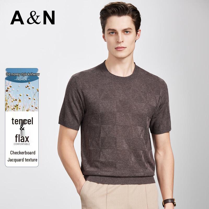 Antonio Men s Tencel Linen Jacquard Knit T-Shirt 56
