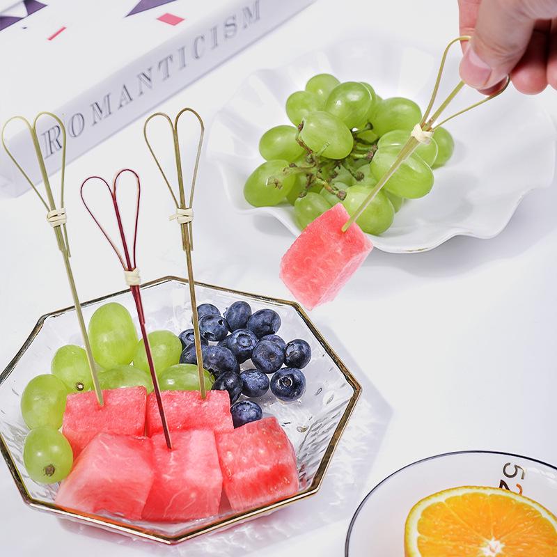 Biodegradable Disposable Bamboo Skewers for Candied Hawthorn, Burgers, Sushi, Cocktails, Desserts, and Fruits