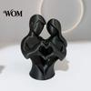 3D Molded Couple Statue Printed Heart Statue, Abstract Minimalist Lovers Embrace Figurine, Romantic Desktop Stable Base Ornament Decor for Living Room