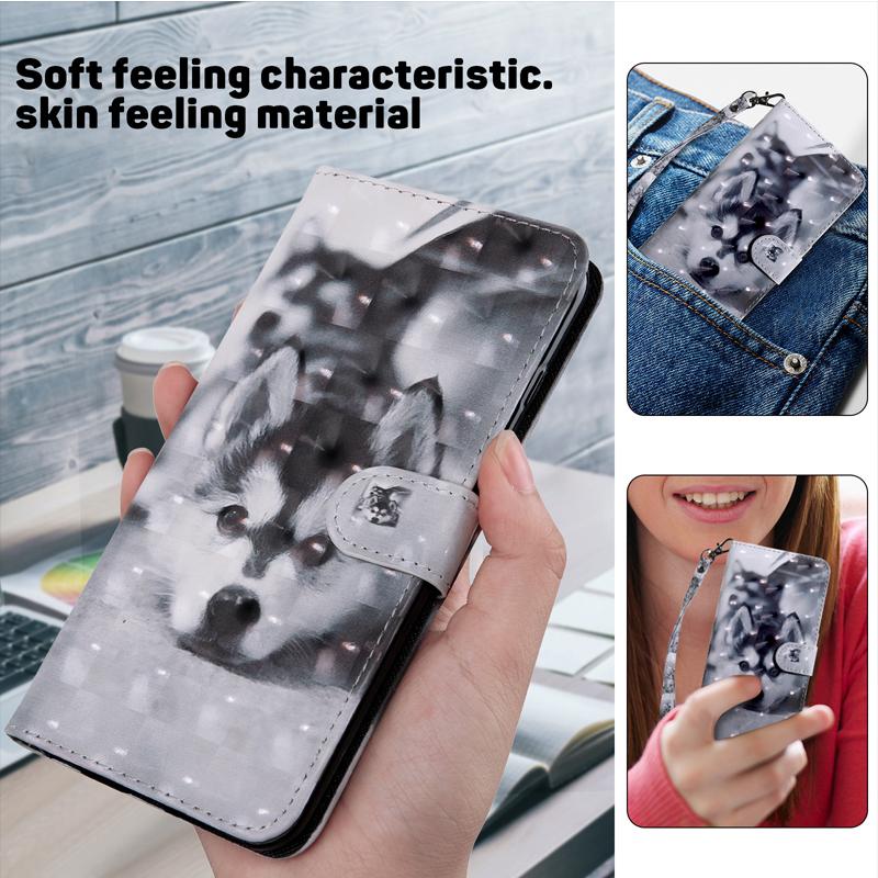 For Redmi 14C 14R 13C 12C 11 10C 10A A4 A3 A2 A1 Plus Note 14 13 Pro Plus 4G/5G 3D Cat and Dog Flower Magnetic Flip Leather Case
