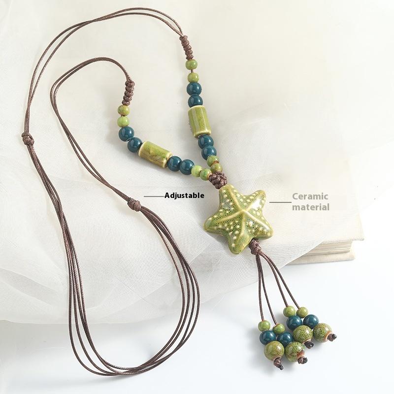 Sun Star Zircon Necklace For Women Vintage Leather Necklace Double Layered Pendant Chain Choker  Jewelry