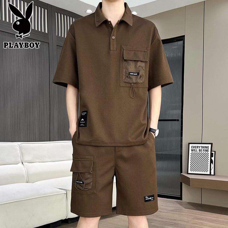 

PLAYBOY Men s Ice Feel Polo Shirt & Shorts Set XL