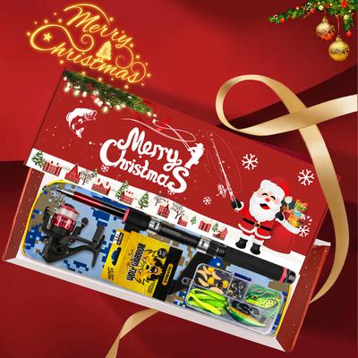 Christmas Fishing Gift Set for Kids, Complete Rod Reel Lure Kit with Storage Bag
