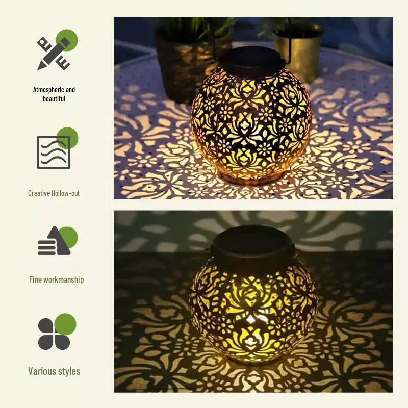 Cross-border Solar Wrought Iron Peony Garden Light - Outdoor Hanging Projection Ornament