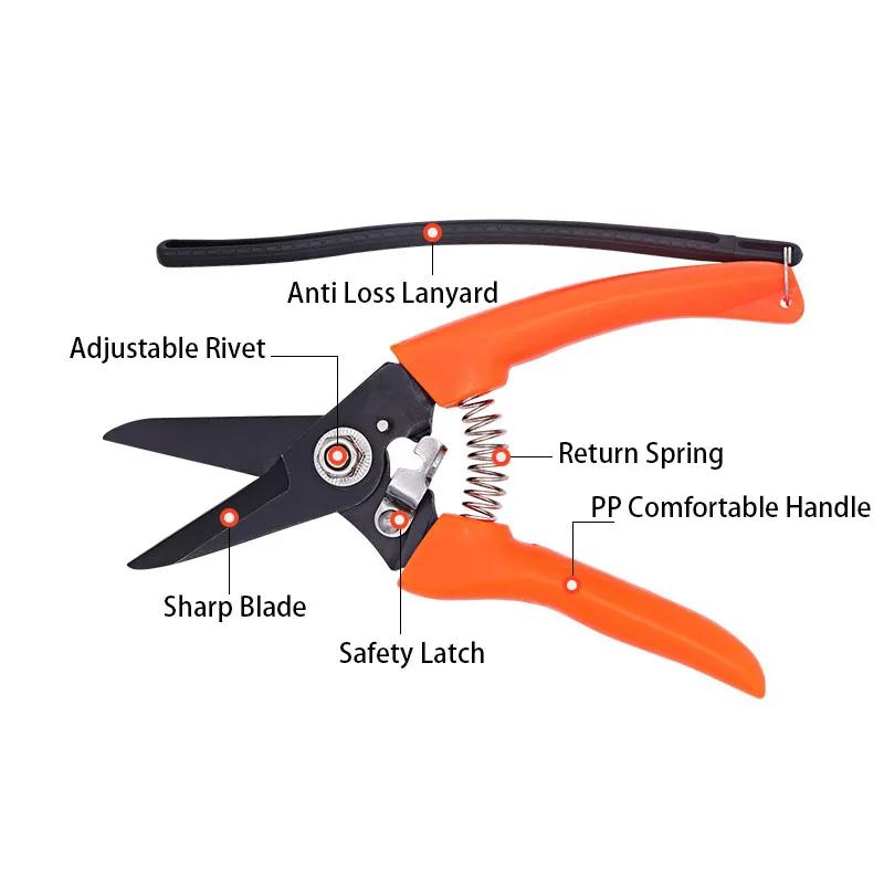 Stainless Steel Blade Tree Branch Repair Shear PVC Handle Clipper Gardens Blackening Pruning Scissor Hand Tools for Gardening