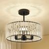 Crystal Ceiling Light, Semi Flush Mount Modern Crystal Chandelier Ceiling Light, E14 Base 3-Lights, Bulbs Not Included