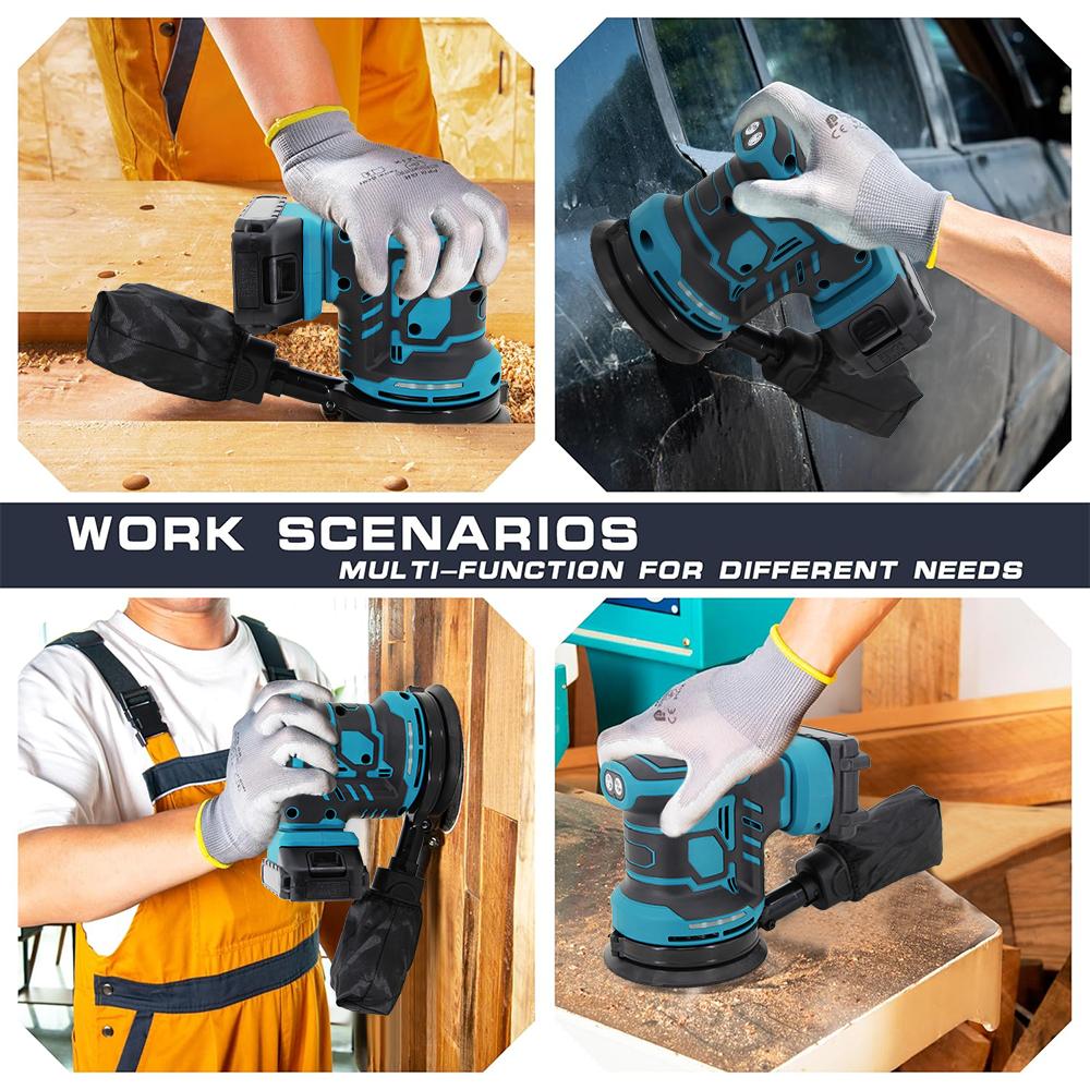 For Dewalt 20V Battery Cordless Disc Random Orbital Sander 3 Speeds Adjustable Brushless Grinding Polisher Bare Tool For Makita