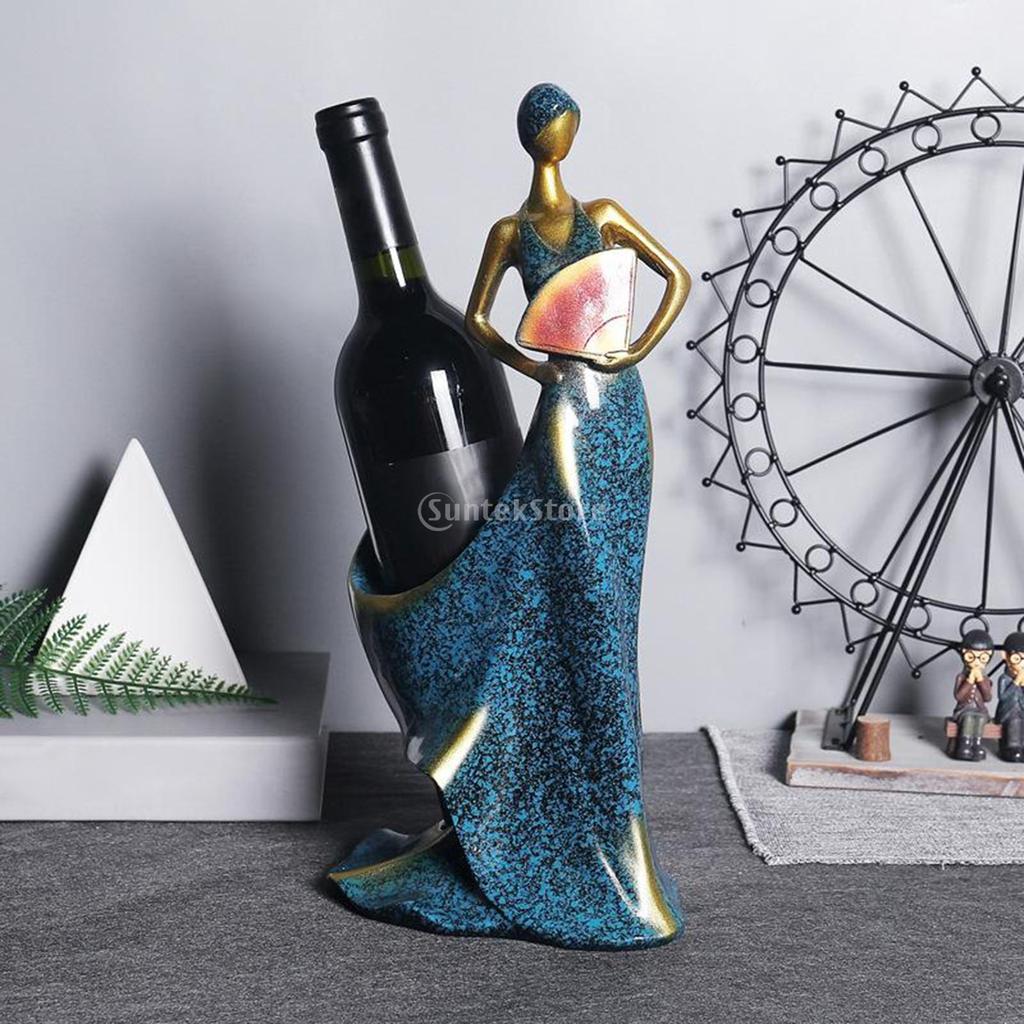 Modern Beauty Figurine Wine Bottle Holders Storage Rack Table Statues Figurines Sculptures Decorative Home Ornaments Resin Craft