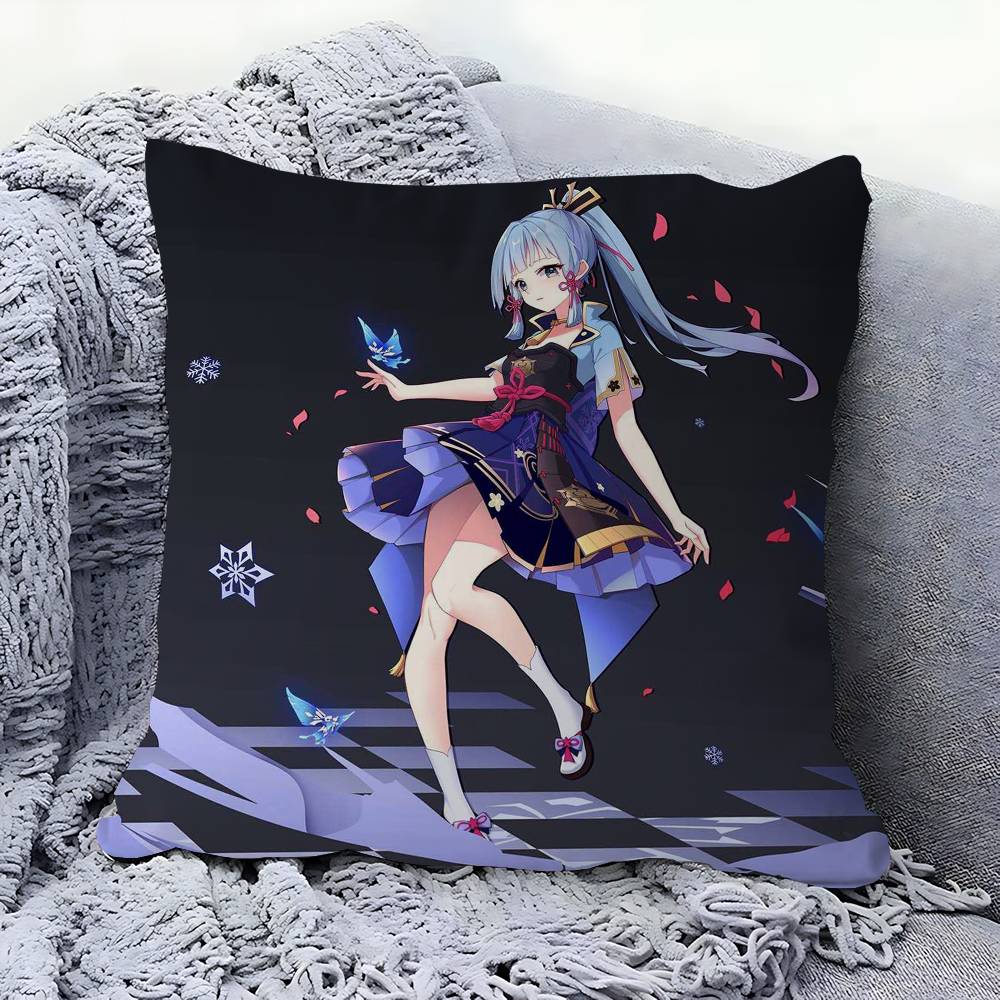 GAME Characters Kamisato Ayaka Pillow Cover For Bedroom Room And Living Room Sofa Decorative Cushion Cover