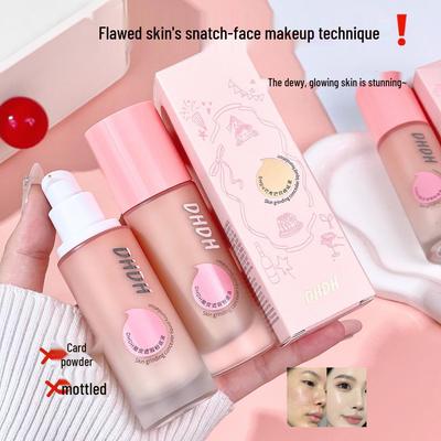 DHDH Exfoliating & Concealing Foundation: Long-lasting, Brightening, Hydrating, Flawless Base Makeup for Women.