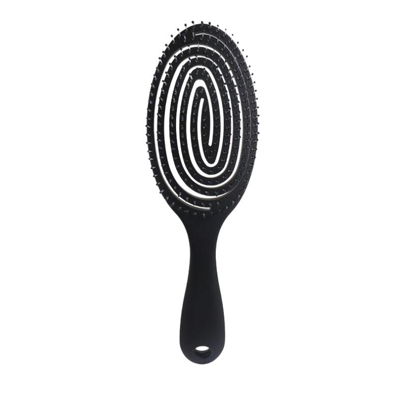 Professional Curved Hairbrush for Wet or Dry Hair Ergonomic Black