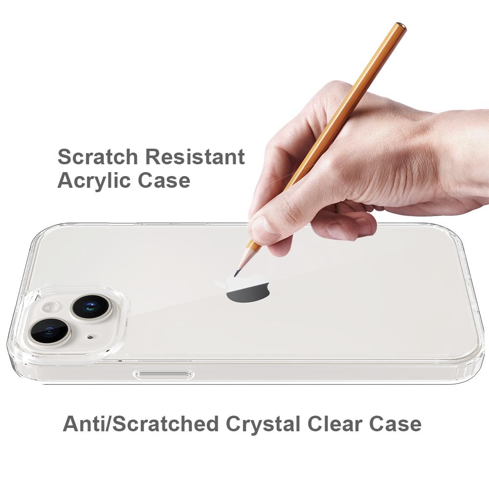 For iPhone 15 Plus Clear Acrylic+TPU Hybrid Phone Cover Anti-Scratch Mobile Phone Case Shell