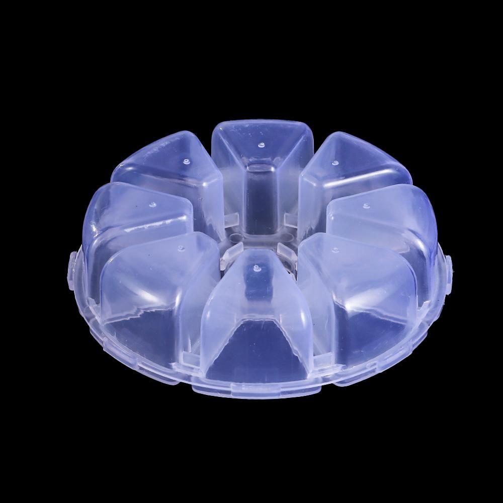 Round Transparent Beads Jewelry Container 8 Grids Empty Storage Box Nail Art Rhinestones Case