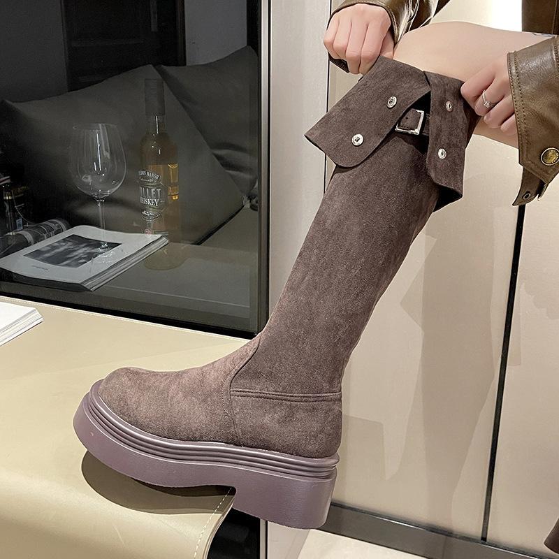 Fashion temperament brown high-end knee platform boots boots 2025 new summer thin tall knight boots