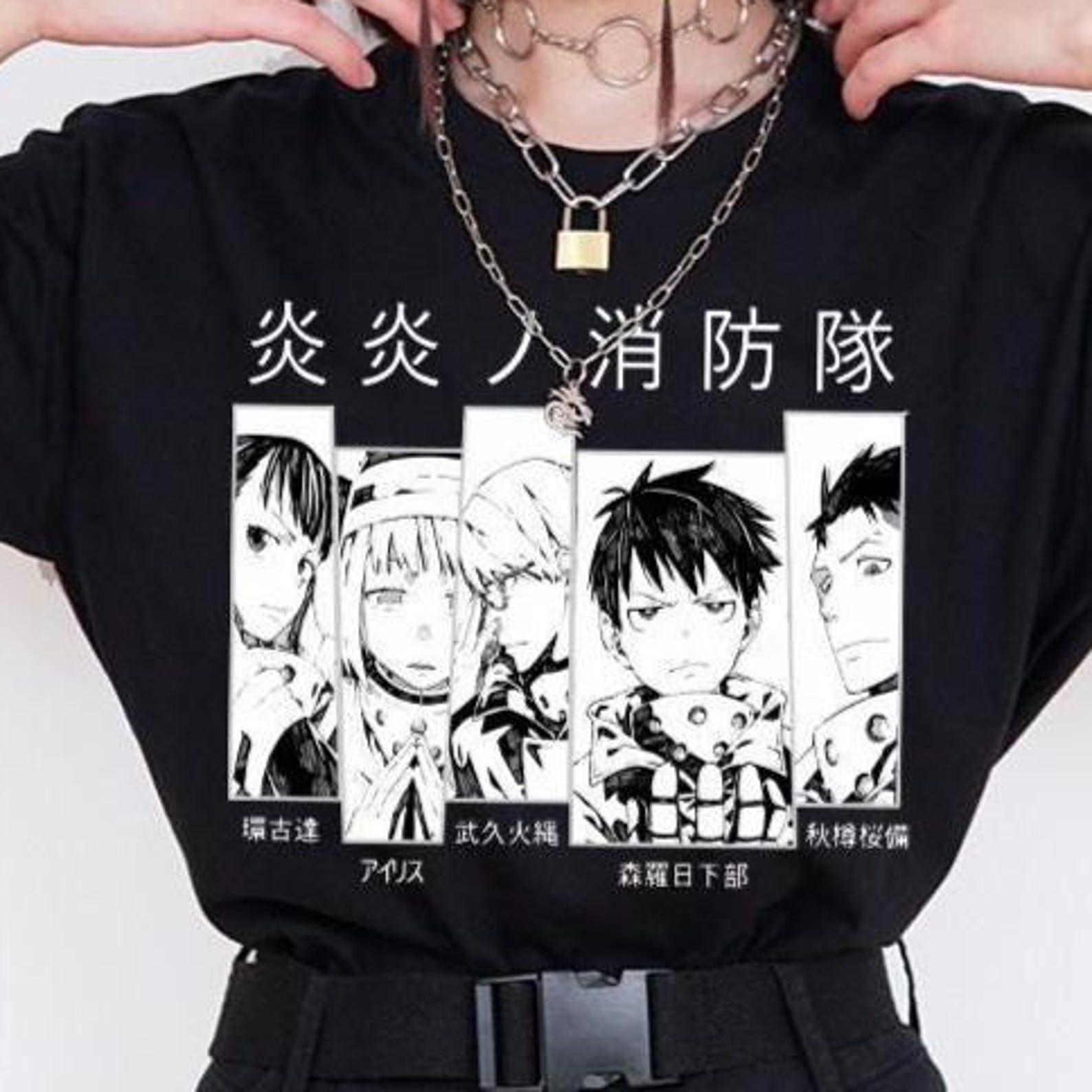 Fire Force Anime Shirt – Manga Cosplay Tee,Benimaru Shinmon,Shinra Kusakabe,Tamaki Kotatsu 2XL