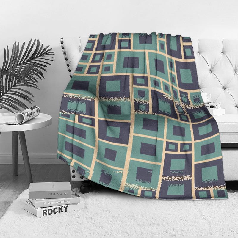 Geometric Square Pattern Blanket Throw Soft Cozy Sofa Bed Decorative Throw Blanket Gift