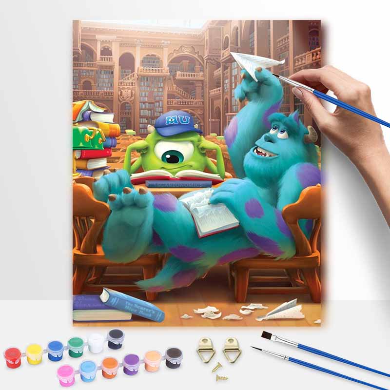 Disney Monsters Inc Mike and Sulley Oil Paint Digital Painting Art Kit Handmade DIY Painting Kit Home Decor