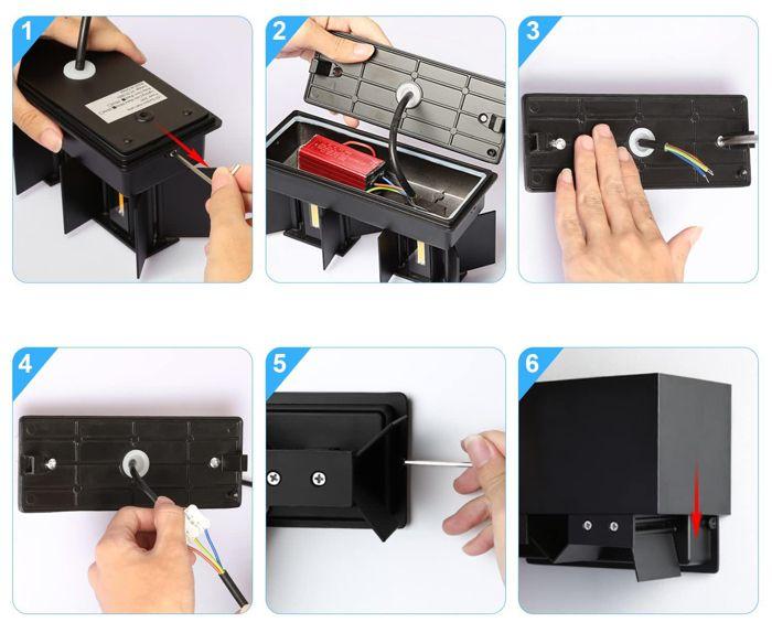 Applique LED Kingwen, 20 W, 3000 K, IP65, noir, lot de 2 pièces.