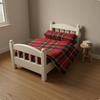 Miniature Infant Crib Burgundy Plaid White Textile Bedding Mini Cot