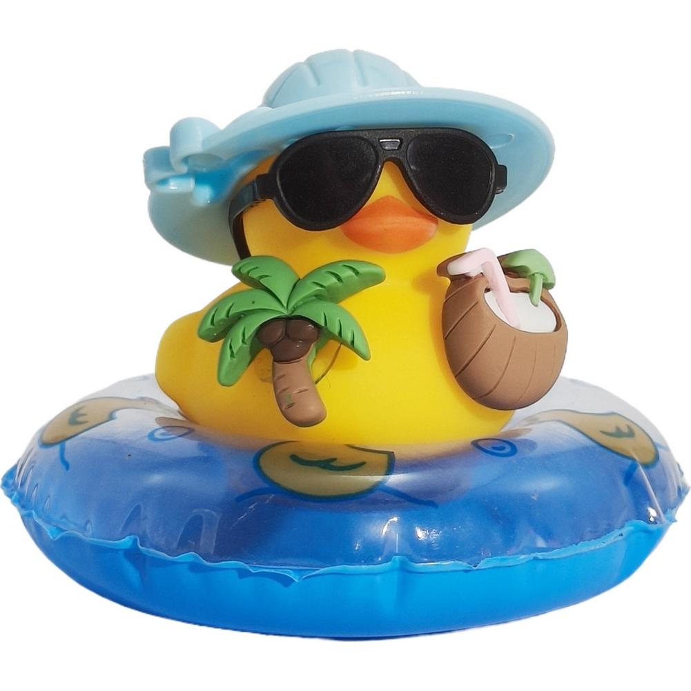 

Cool Summer Duck Car Dashboard Decor, Rubber Duck With Swim Ring & Sunglasses, Cute Beach-Themed Ornament For Car Interior Gifts