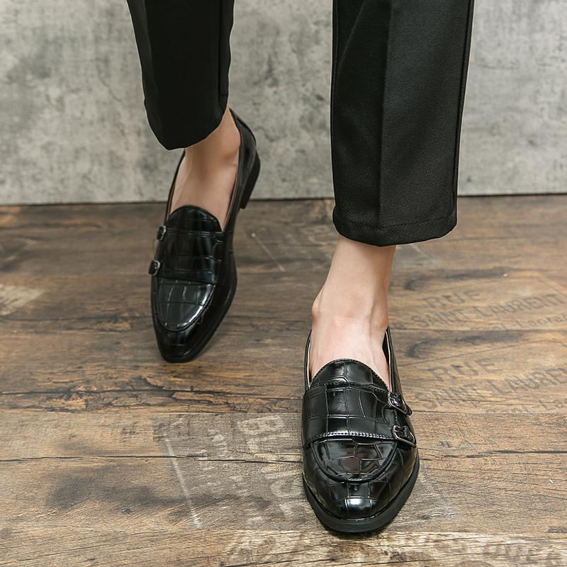 Новинки Черные монки с двойной пряжкой для мужчин Коричневые офисные и карьерные дышащие — фото 6