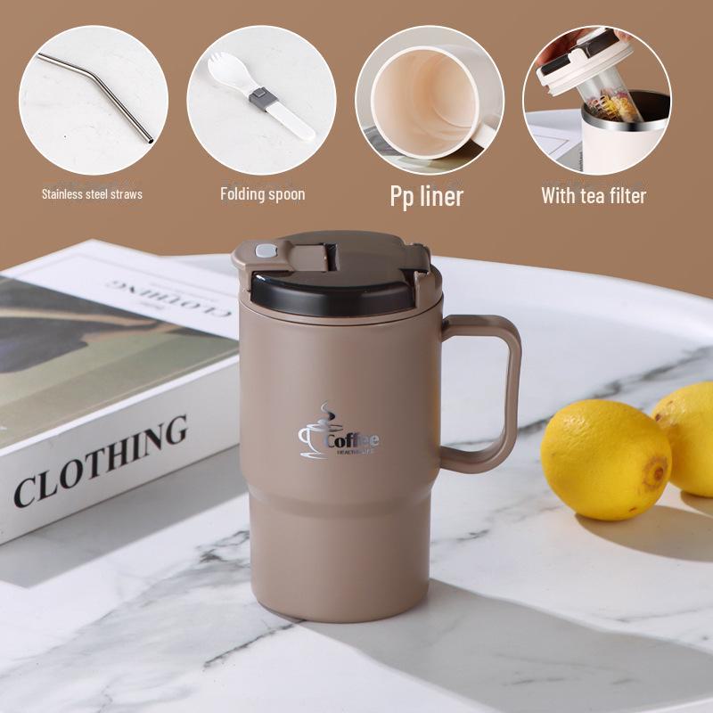 Tazza da Caffè in Acciaio Inossidabile di Grande Capacità con Coperchio