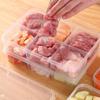 Transparente Aufbewahrungsbox mit 6 Fächern Kühlschrankbehälter mit großer Kapazität Aufbewahrungsbox Fach für gefrorenes Fleisch Lebensmittel Küchenwerkzeug