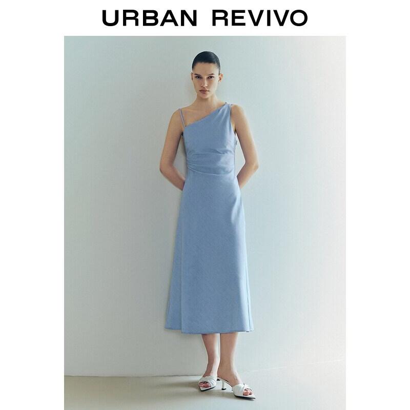 UR2026 Summer Irregular Strap Denim Dress XS