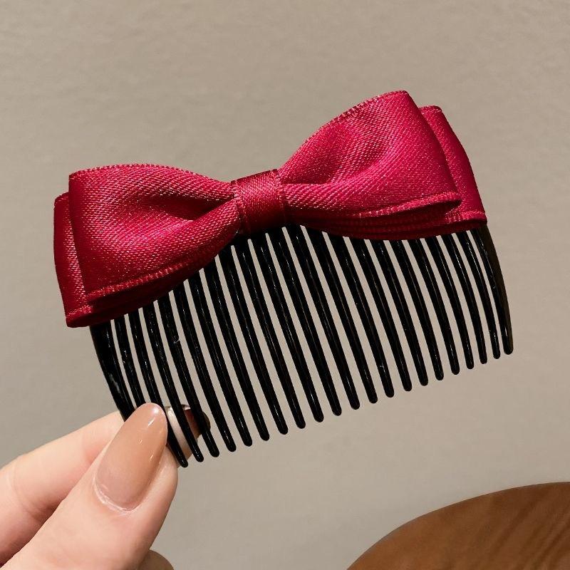 3Pcs Bow Hair Comb, Headgear, Comb in The Back of The Head, Hairpin Temperament, Upside Down Comb in The Forehead, Bangs Finishing, Side Comb.