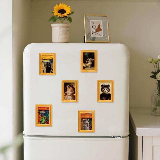 Animal Photo Frame Refrigerator Magnet 3D Wooden Vintage Frame Decorative Fridge Magnet Home Office Whiteboard Locker Decor
