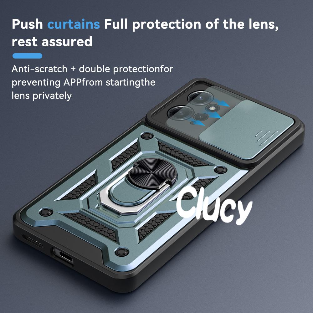 For Redmi Note 12 4G 5G Camera Shockproof Armor Case For Redmi Note 13 12 Pro Plus Car Magnetic Holder Ring Protect Cover