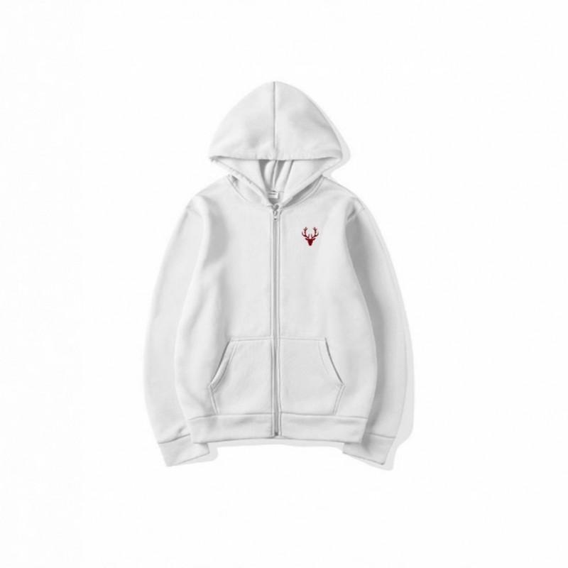 Winter Kapuzen-Reißverschluss-Sweatshirt mit Hirschdruck Lockerer Sitz Übergroßer Pullover Jugend
