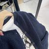 Women's Autumn/Winter Lamb Wool Cardigan Sweatshirt Student Solid Color Thick Fleece-Lined Jacket