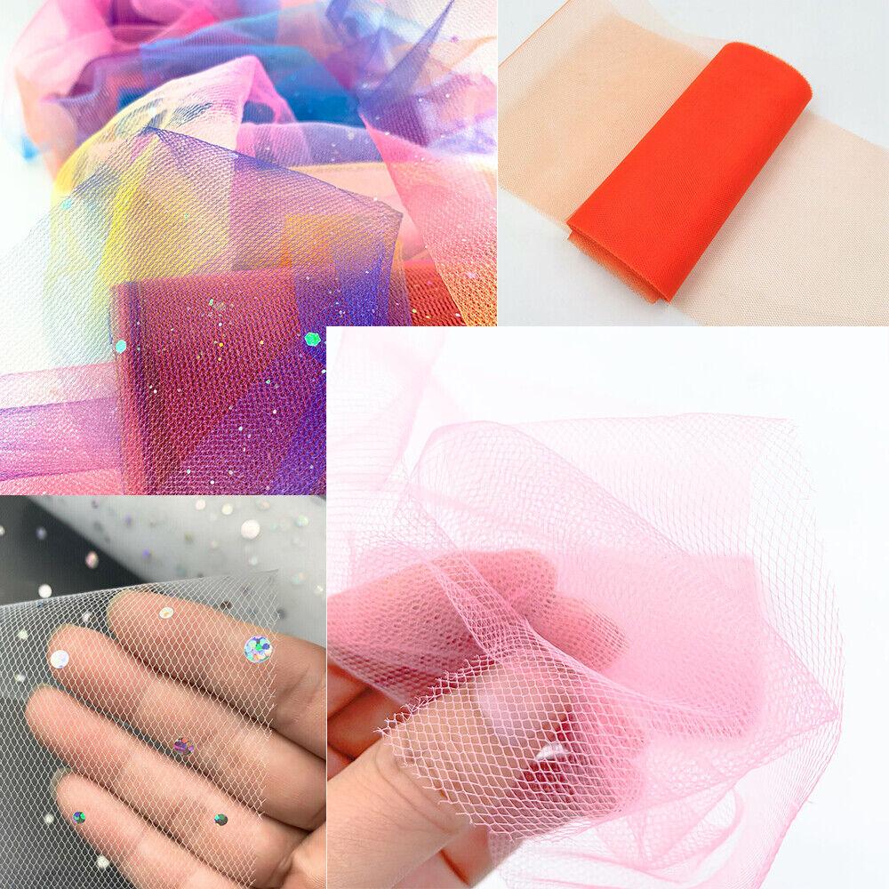 44 Assorted Colors Glitter Solid Rainbow Tulle Netting Roll 6in x 10 Yards DIY Sewing Doll Clothes Tablecloth Skirts Party Decor