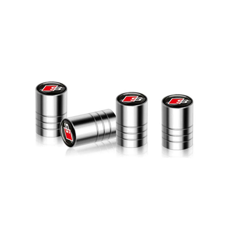 For Audi 8P 4Pcs 3D Metal Wheel Tire Valve Caps Dust-proof Cover For Audi TT A3 Q3 A6 C6 Q5 Q2 A7 RS Sline S5 S4 A4 B9 A5 Q7 Car Accessories