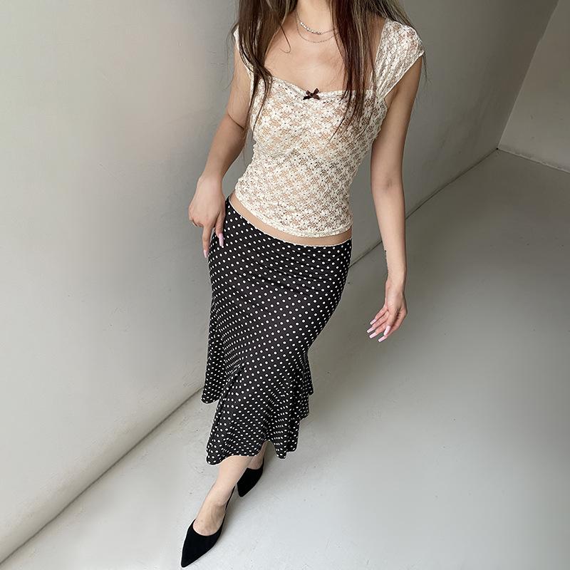 European & American Summer Fashion: New French Polka Dot Midi Fishtail Skirt