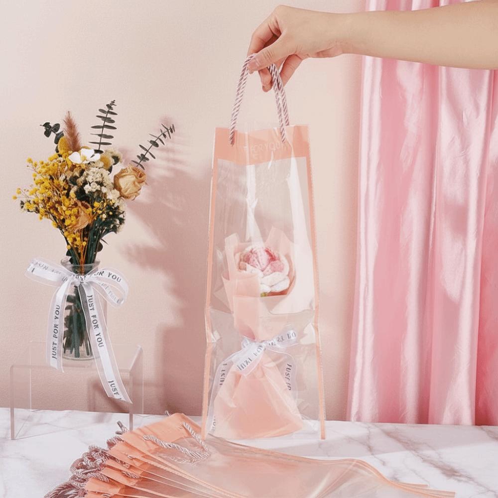 10 Pcs Rectangle Clear Flower Packaging Bags Plastic Flower Bouquet Gift Bags  Festival