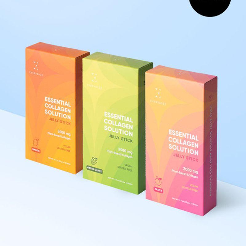 

Everydays Vegan Plant-Based Low-Molecular Young Collagen Jelly Sticks 3 Boxes Diet Green grape flavor