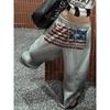 VIONA Y2K College American Hip-hop Goth Print Drawstring Wide Leg Sweatpants Loose 90s High Street Sports Trousers Floor Length Pants