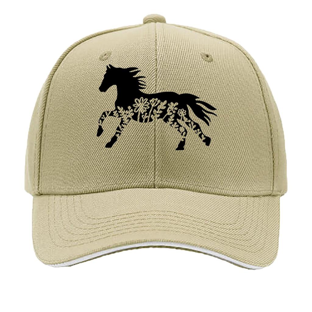 One Top Unisexs and Womens Same Style Small Flower Horse Animal Print Spring and Summer Sunshade Net Sandwich Baseball Cap