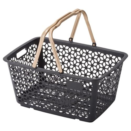 Himaraya Chemical Industry Co., Ltd. Stackable Basket with Handle, Black, Made in Japan