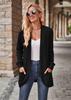 2025 Autumn Solid Color Ribbed Brushed Patchwork Long Sleeve Cardigan Jacket