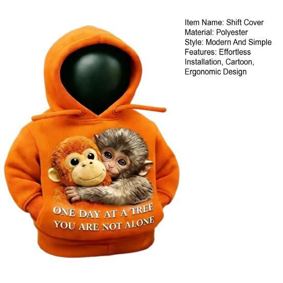 Monkey Hoodie Gear Shift Cover Funny Sweatshirt Shift Knob Sleeve for Car Easy to Install Unique Interior