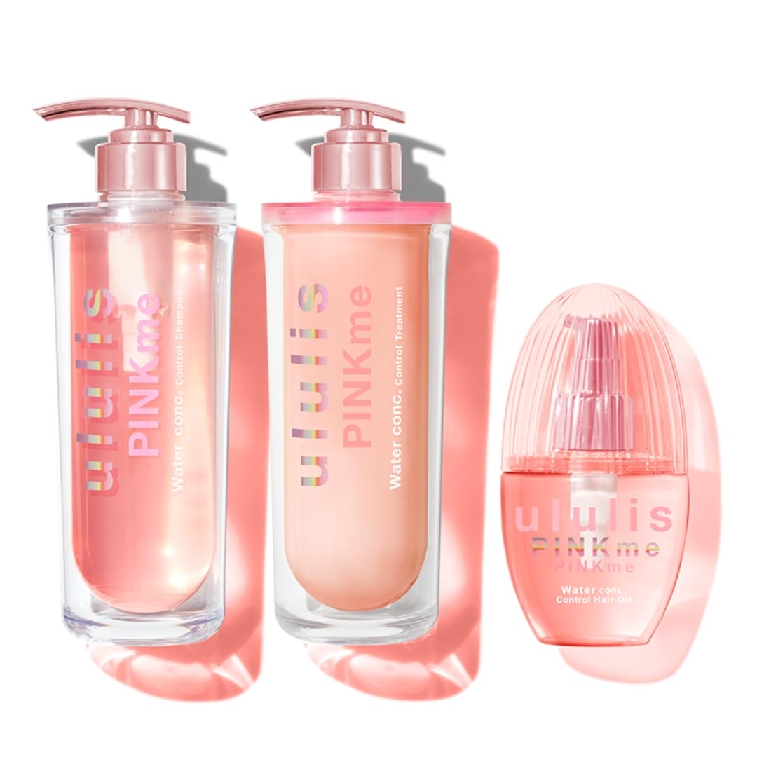ululis Pink Me Water Conch Control 3-Piece Set (Shampoo, Treatment, and Hair Oil)