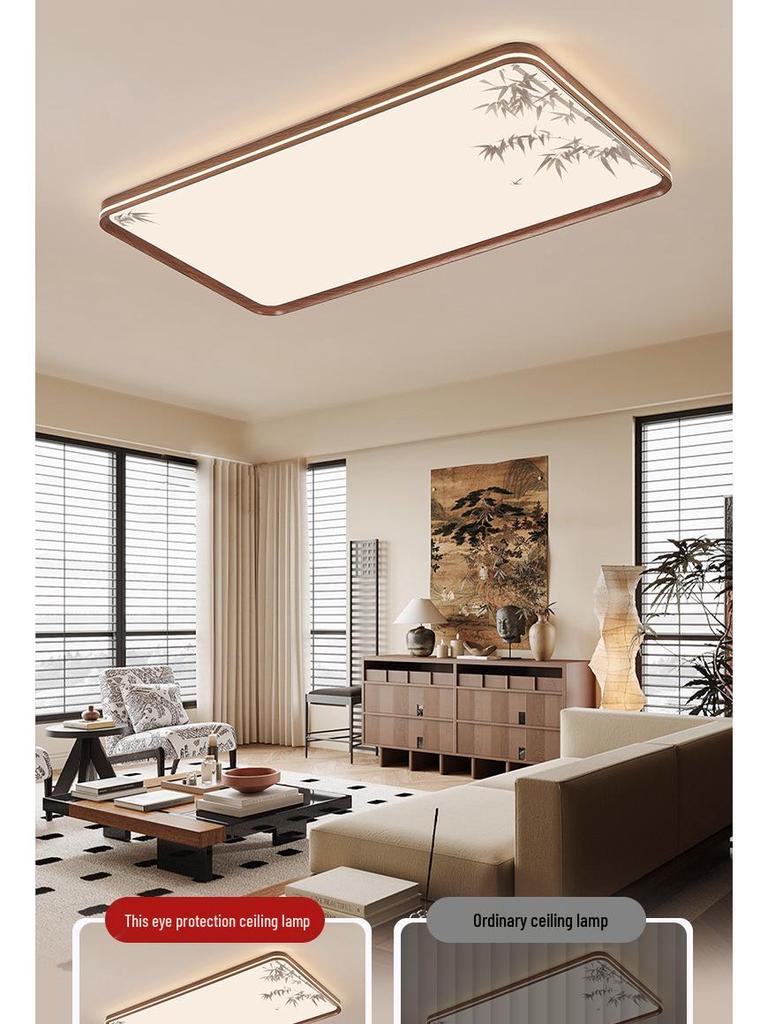Walnut Chinese Song Style Ceiling Light for Living Room & Bedroom