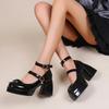 Fashion High Heels Pumps Quality Women's Spring Black Punk Women Shoes Chunky Platform Lolita Shoes Woman Bowtie Thick Heel Gothic Shoes