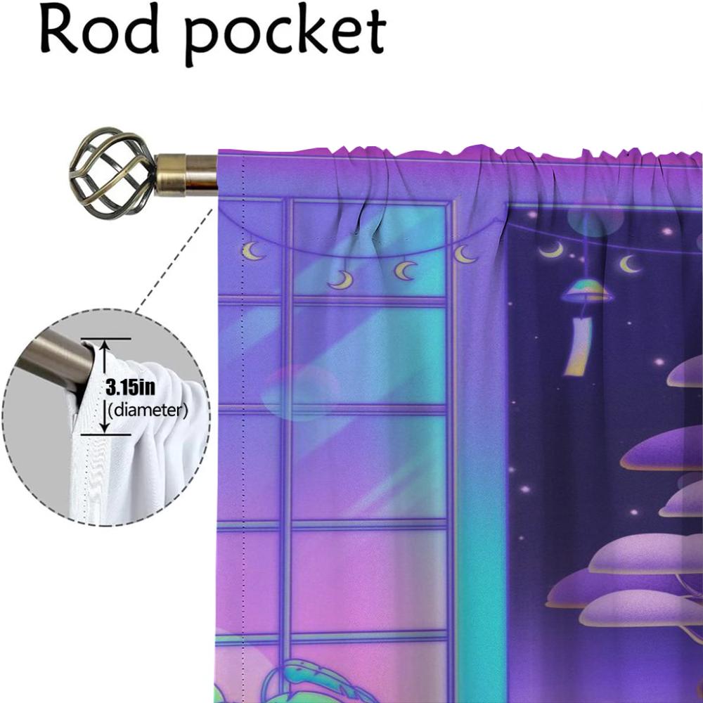 Tüll für Schlafzimmer City Pop Fenstervorhang für Zimmer 2 Paneele Mückenschutzvorhänge Halloween Dekoration Raumteiler Jalousien Wohnzimmer