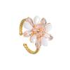 Atoztide Fashion Beaded Flower Open Ring For Women Stainless Steel Exquisite Colored Flower Adjustable Finger Ring Jewelry Gift