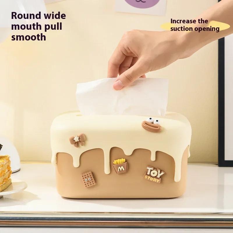 Portable Tissue Box Living Room Desktop Storage Paper Box Dopamine Creative Paper Towel Storage Box Household Daily Necessities